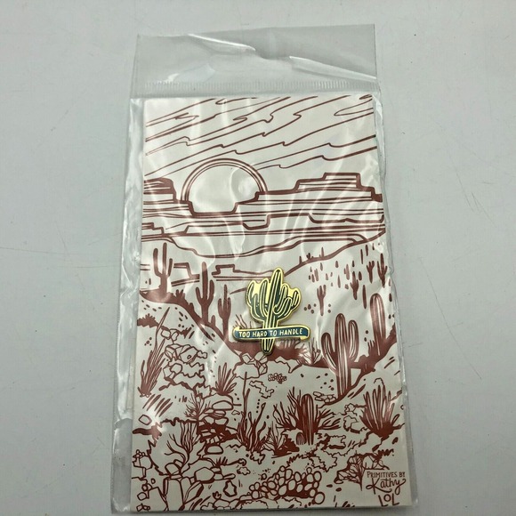 Primitives by Kathy Cactus Too Hard To Handle Pin with Card for Gift Giving - Picture 1 of 7